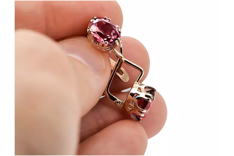 Σκουλαρίκια Vintage Style Ruby Original Vintage προϊόν ροζ χρυσό 14k vec016r
